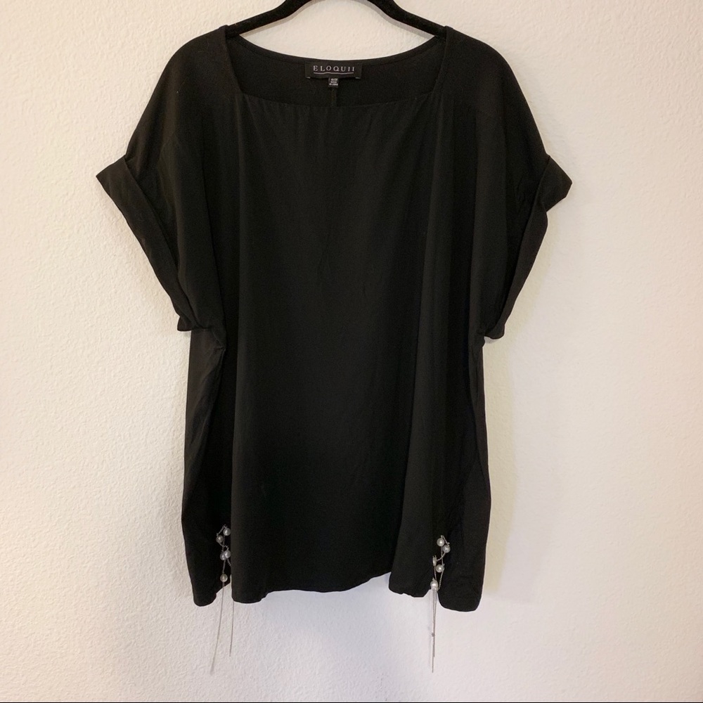 Eloquii Pearl Lace Up Top